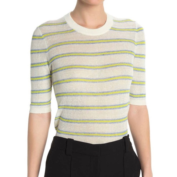 Veronica Beard Dean Ivory Multi Striped Linen
Blend Sweater - Picture 2 of 3